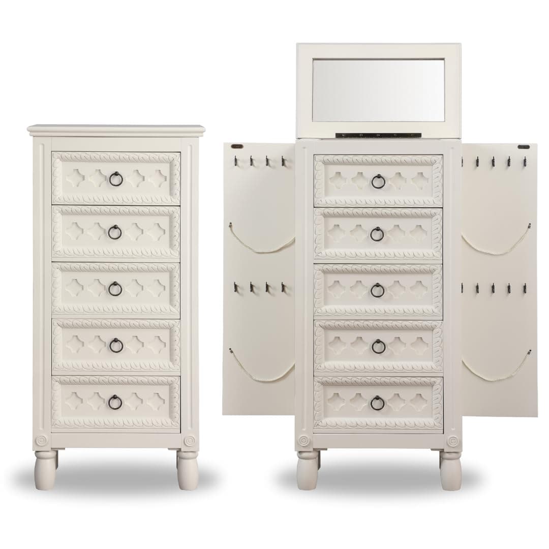 Hives and Honey Abby Jewelry Armoire, 40.25in X 19.5in X 11.75in, Antique Ivory