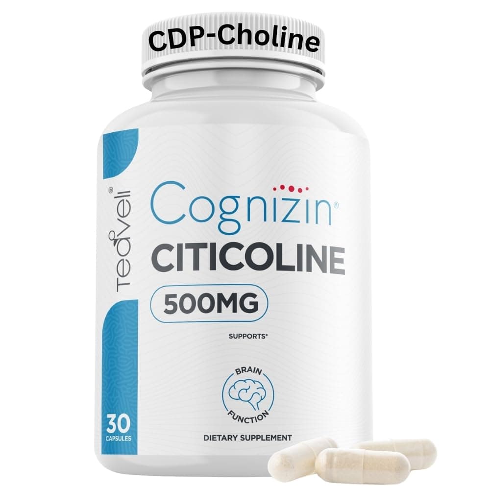 Cognizin Citicoline- 500mg CDP Choline Capsules- Clinically Studied Brain Supplement to Support Clarity, Concentration and Memory – Most Bioavailable Form of Choline Supplements - 30 Servings