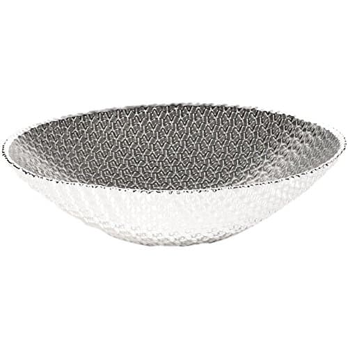 Argenesi Diamante Glass Bowl Diameter 30 Cm-Ice Grey Colour, One Size