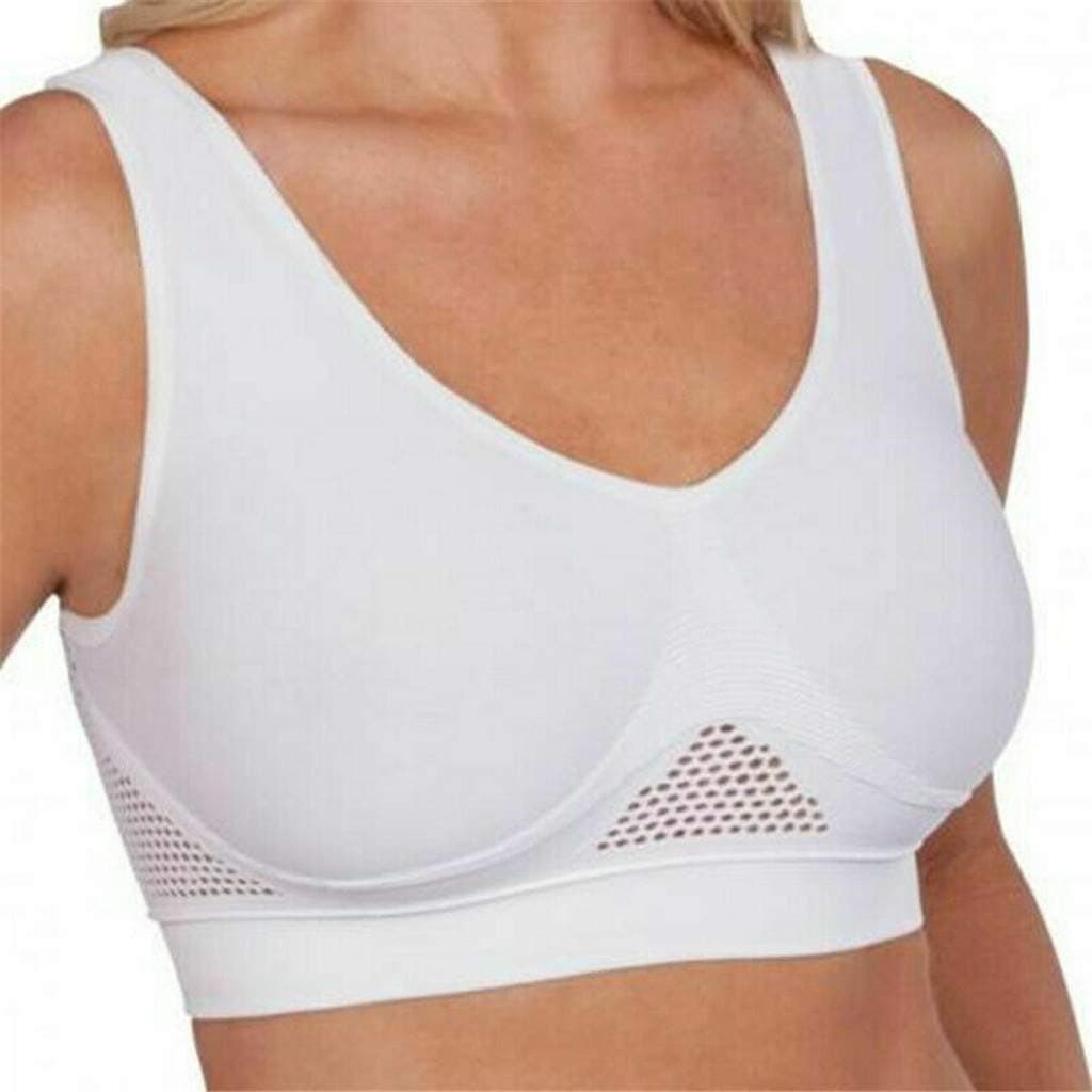 Ganenn Womens Plus Size Air Permeable Cooling Summer Sport Wireless Bra Gym Activewear for Yoga Gym Workout Fitness (XXL, Beige)