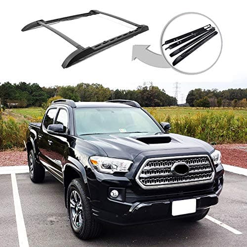 Ants Part Roof Rack Rails For 2005-2021 Toyota Tacoma Double Cab Cross Bars Black