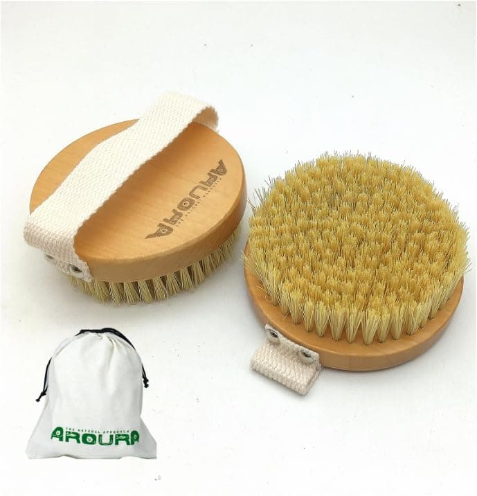 Aroura Eco-Friendly Dry Body Brush - Enhances Skincare Post Shower & Bath, Aids in Dirt Removal & Blood Circulation, Assists in Diminishing Cellulite, Vegan & Cruelty-Free
