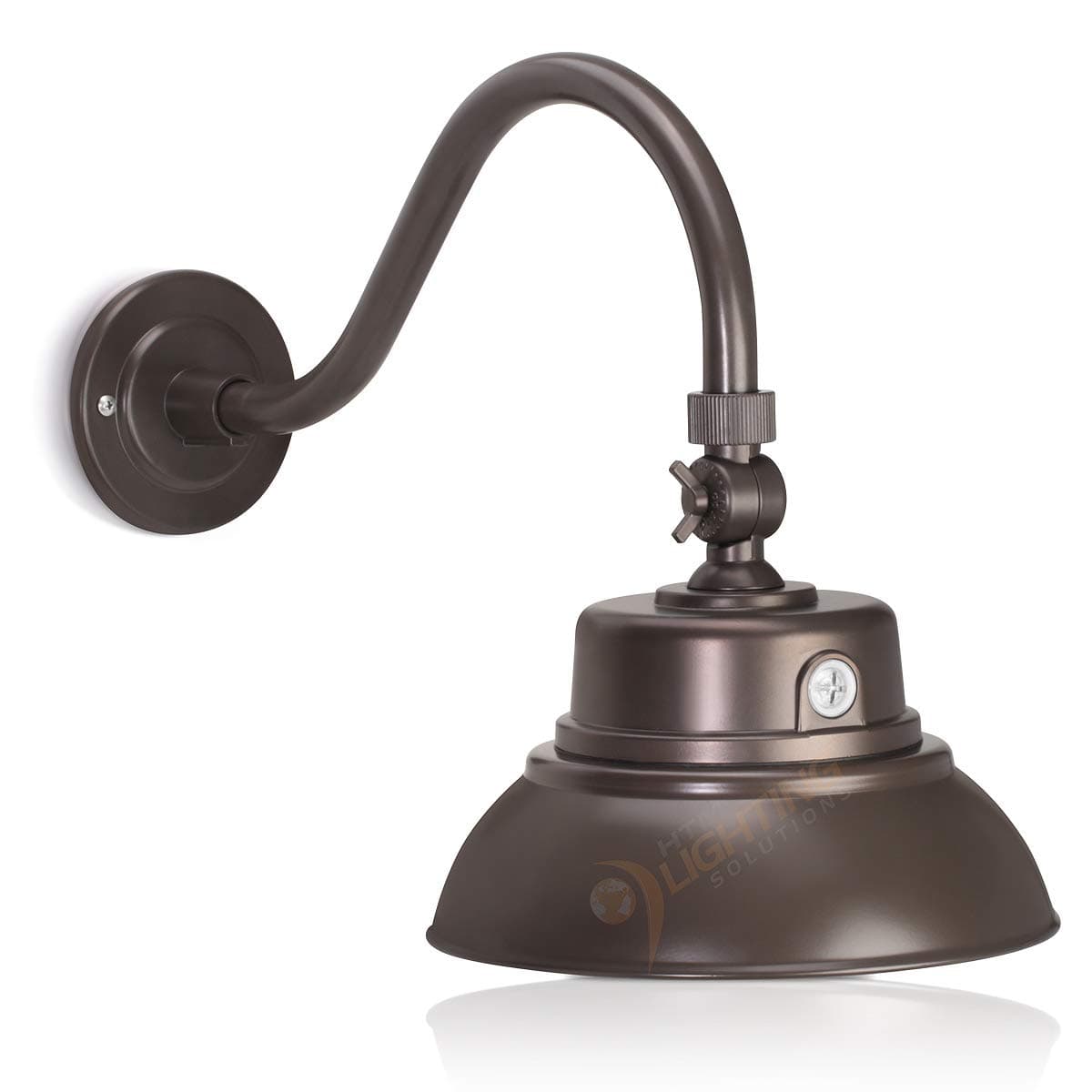 10in. Bronze Gooseneck Barn Light LED Fixture for Indoor/Outdoor Use - Photocell Included - Swivel Head - 25W - 2000lm - Energy Star Rated - ETL Listed - Sign Lighting - 3000K (Warm White)