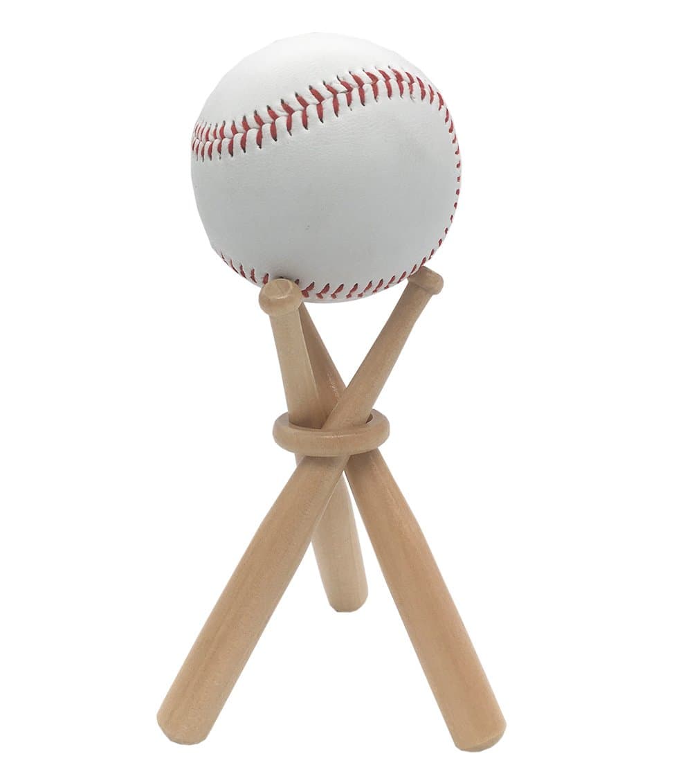 FOLAI Baseball Stand Baseball Stand Holder Wooden Base Ball Stand Display Holder 1 Pack