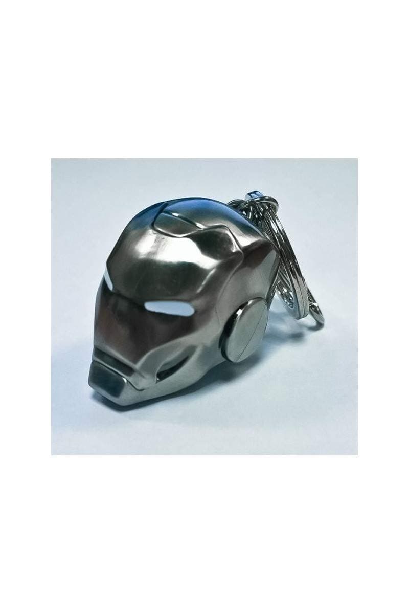 Iron Man SMK002NB Marvel Helmet Mark II Silver Metal Keyring with Mini Carabiner, gray, 1:4
