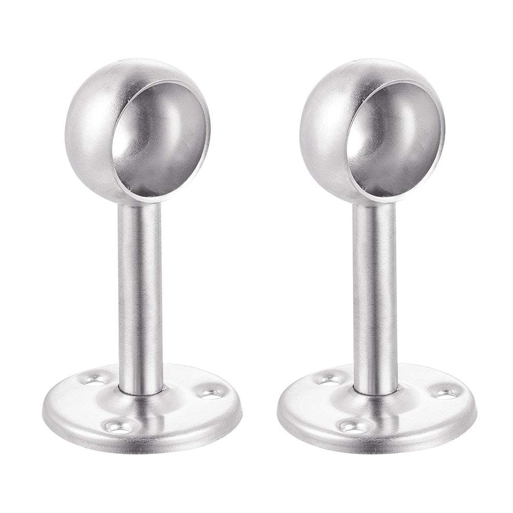 INCREWAY 2pcs Stainless Steel Wardrobe Pipe, Dia 25mm(1") Closet Lever Rail Rod End Support Bracket