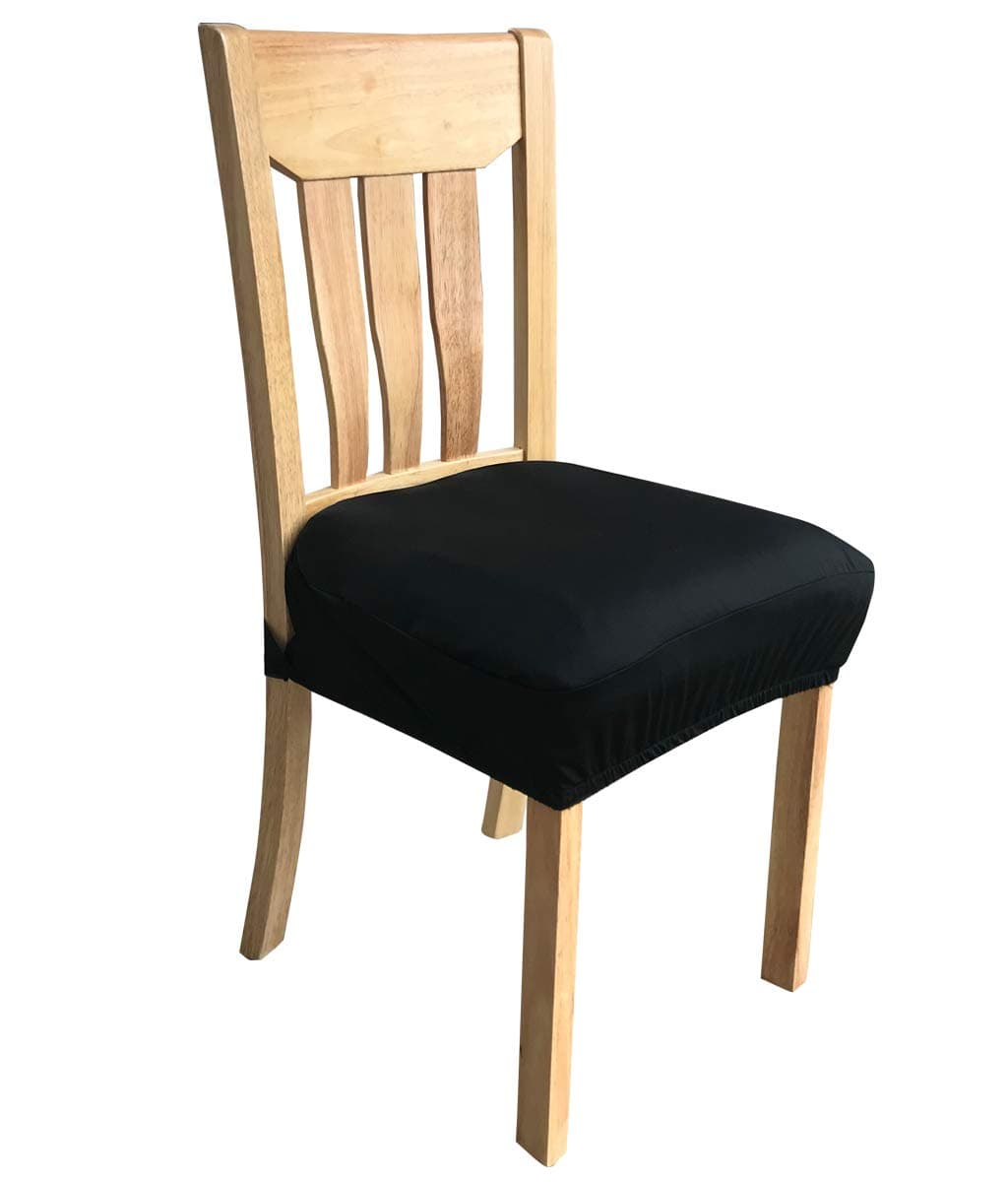 MOCAA Chair Seat Covers Pack of 2 ,Removable Stretch Dining Chair Protector Cover Slipcover (Black)