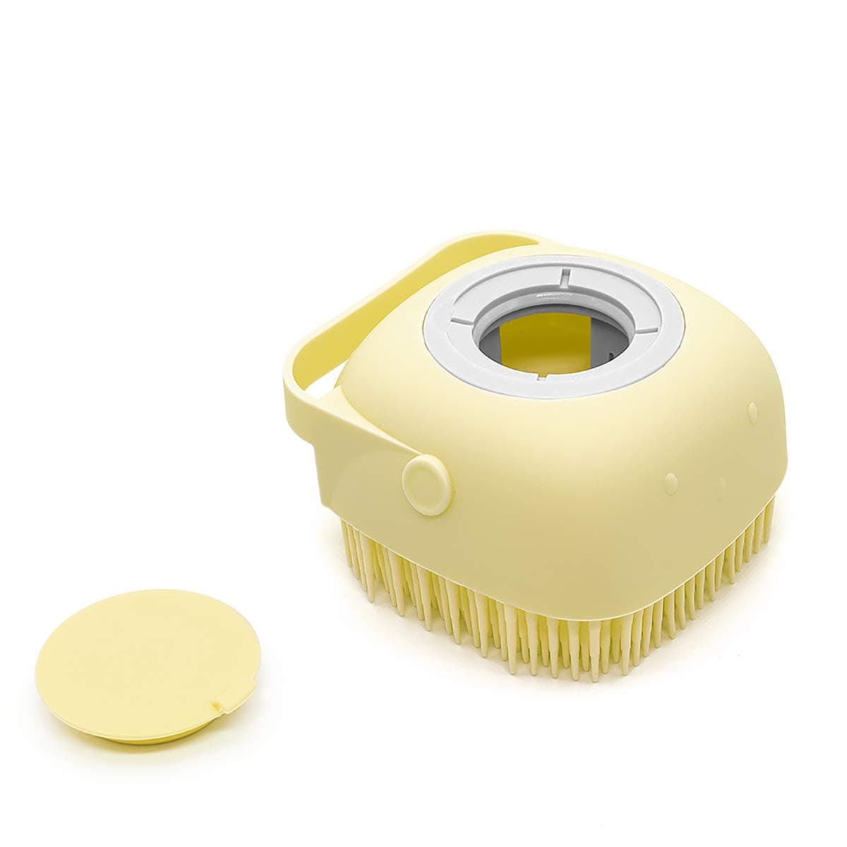 Ratgoo Silicone Massage Exfoliating Bath & Shower Brush With Soap Dispenser,Silicone Bath Scrubber With Ultra Soft Texture,Easy To Clean,Lathers Well,Eco Friendly,Long Lasting. (Yellow)