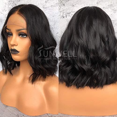 Short Bob Wigs Human Hair Virgin Brazillian Human Hair Lace Front Wigs Pre Plucked Natural Wavy with Baby Hair for Black Women 14inch