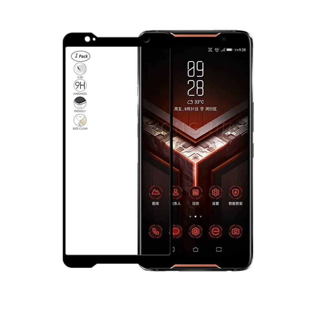 HERCN (1 Pack) Asus ROG Phone,ZS600KL 6.0" Screen Protector, Full Coverage Full Glue 2.5D 9H Hardness Tempered Glass Screen Protector for Asus ROG Phone,ZS600KL Smartphone (Black)