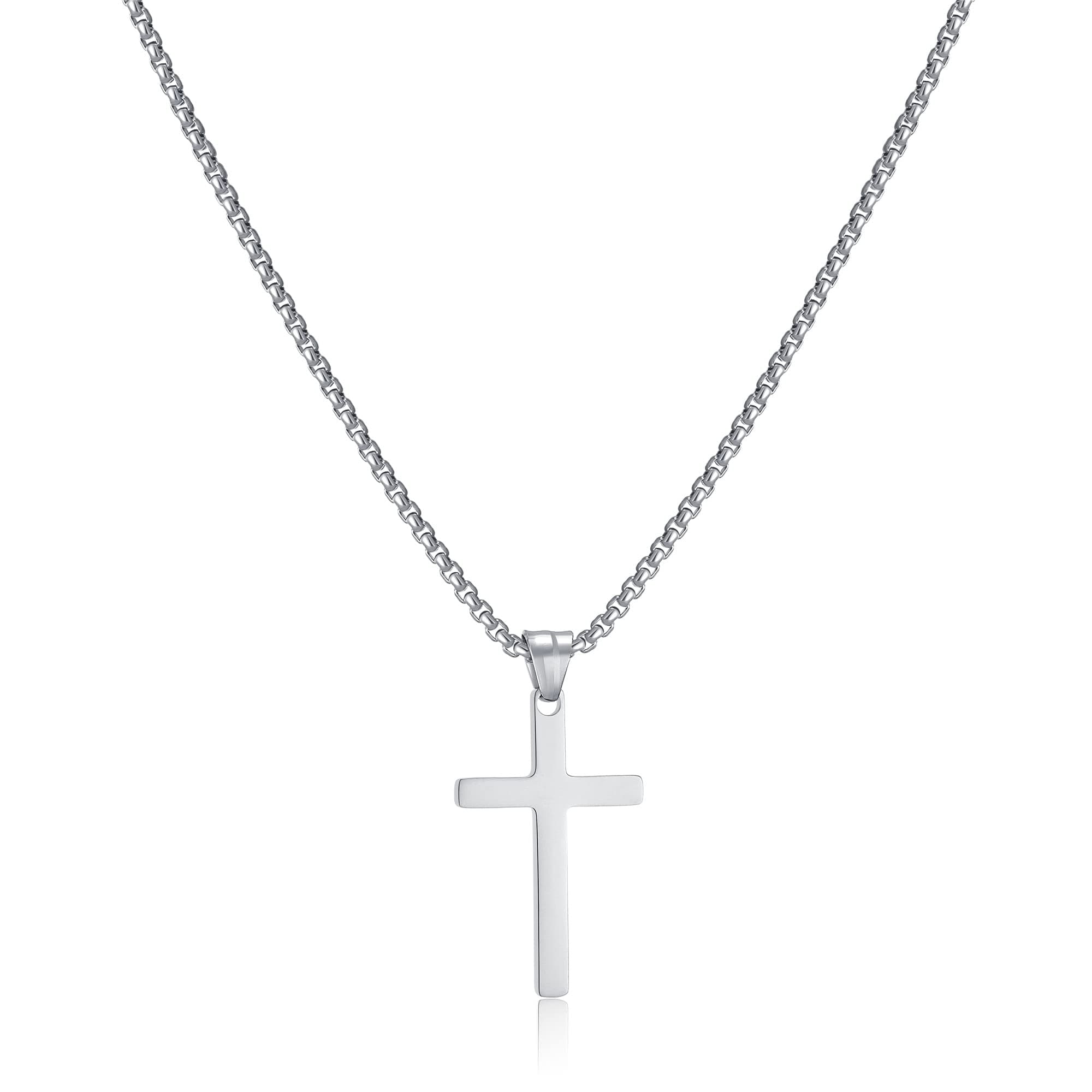 Men's Cross Necklace, Gold/Silver/Black Chain with Cross Pendant, Christianity Jewellery, Stainless Steel