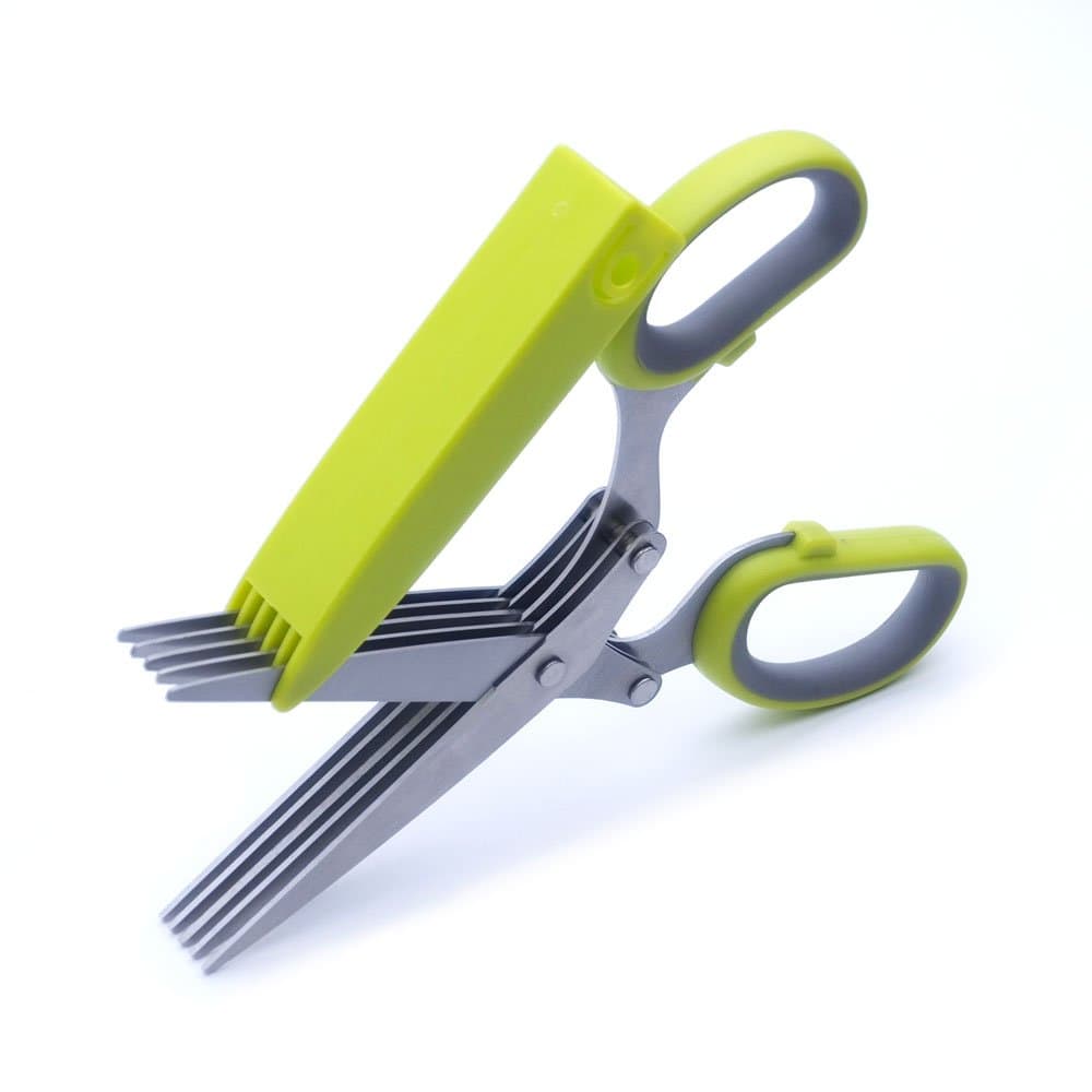 Paizizi 5 Blade Shredding Scissors Herb Cilantro Parsley Kitchen Shears Stainless Steel Blades Cutter with Cover