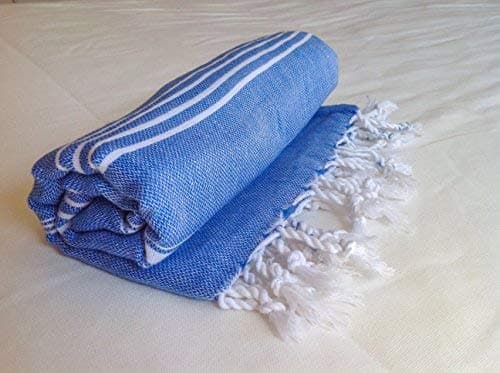 Refined Swagger Turkish Bath Towel Peshtemal Fouta 39" X 71" - 100% Cotton - for Beach Picnic Sarong (Marine Blue)