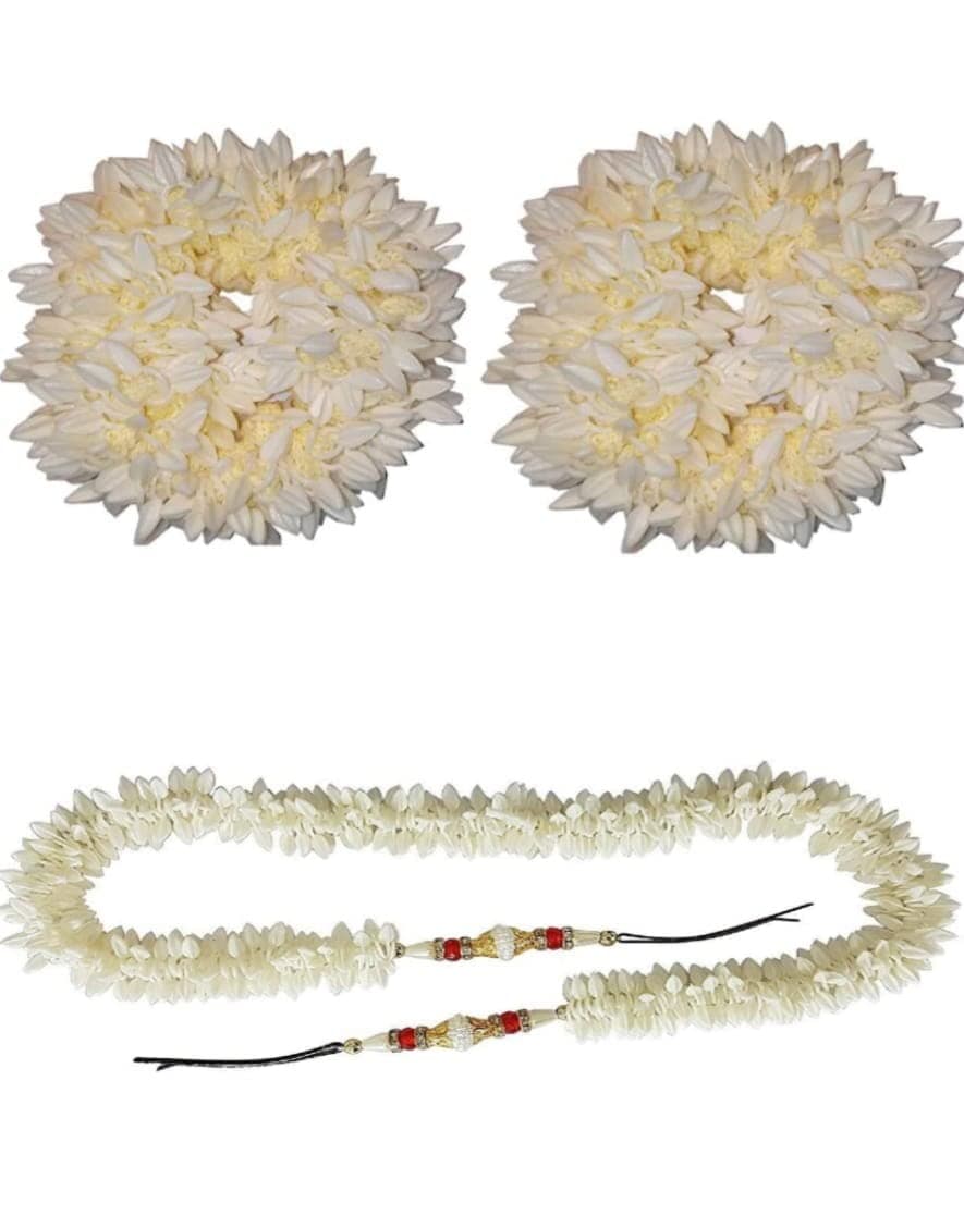 Zintalic Mogra Scented Rubber band Gajra Hair Accessories Hair Gajra (Pack of 2)