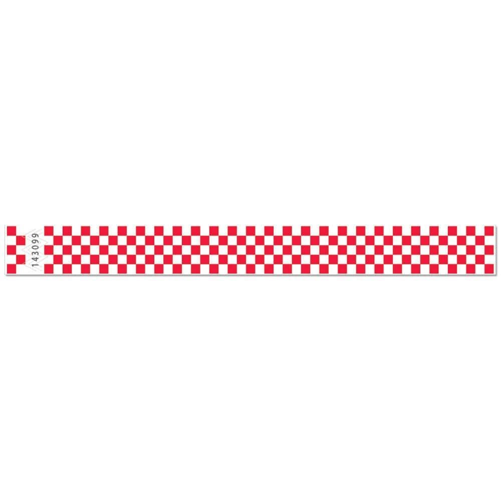 NATIONAL BINGOTyvek Checkered 1" Wristbands - 500 Wristbands PER Pack - (National Bingo) (Red)