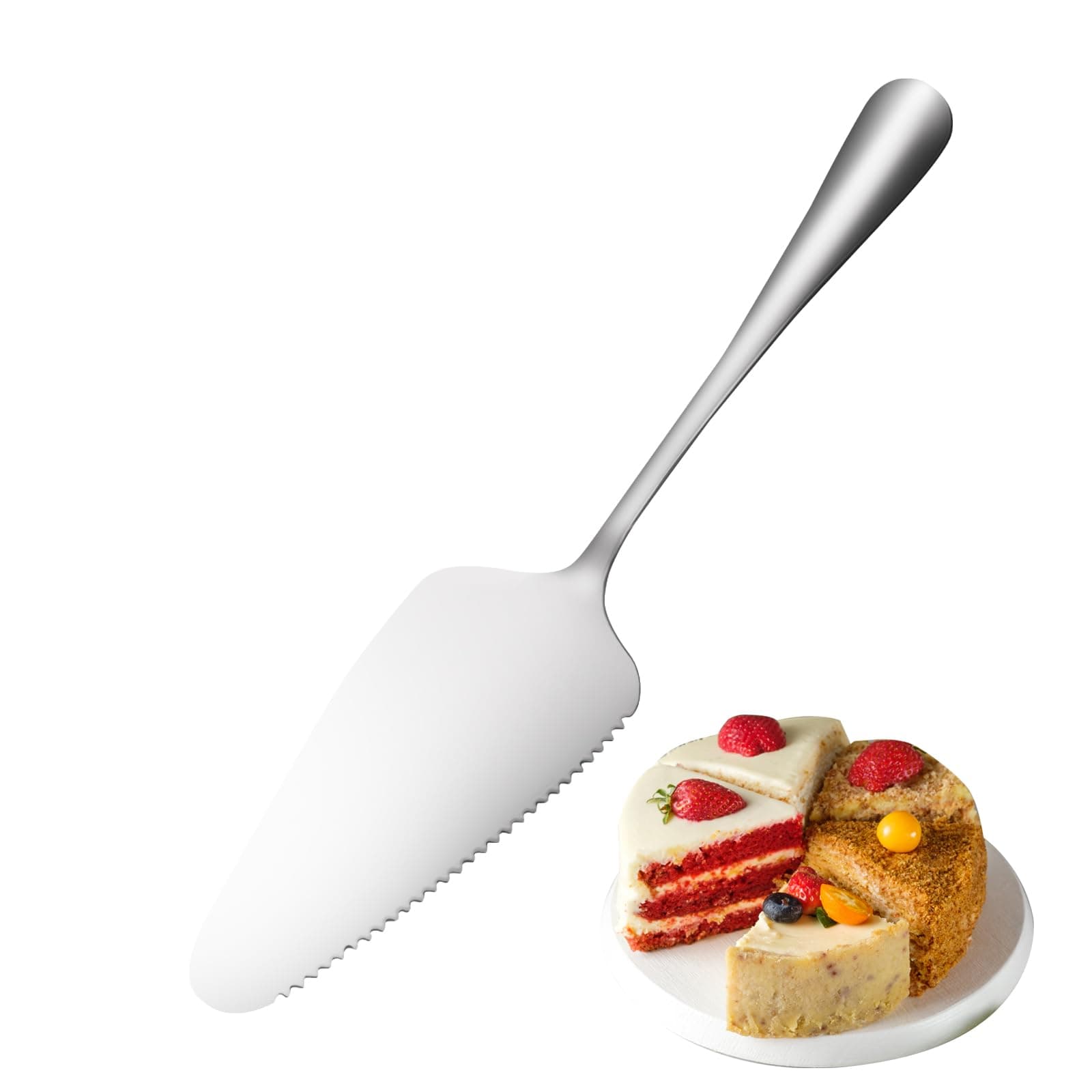 Cake Cutting for Wedding,Stainless Steel Pie Server Spatula Cake Cutter with Serrated Edge, Pie Server Cake Pizza Cutter Cheese Pie for Birthday Anniversary Christmas-9-Inch
