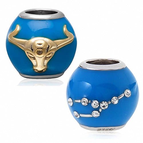 Paiyuan charmsBirthday Zodiac Sign Charms Mothers Day Gifts Original 925 Sterling Silver Enamel Charms with Clear Cz for Pandora Bracelet