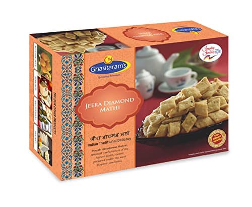 Ghasitaram's (Mumbai) Jeera Diamond Mathi, Authentic Indian Food and Snacks Namkeen - 300 grams (14 oz)