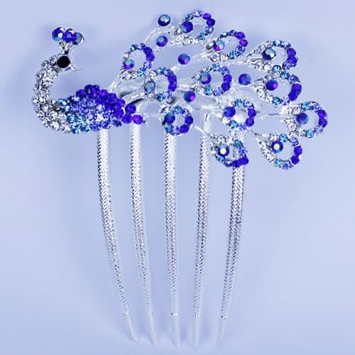 19Beauty Colors Rhinestone Flower Peacock Tail Antique Tuck Hair Claw Hair Comb Hairpin