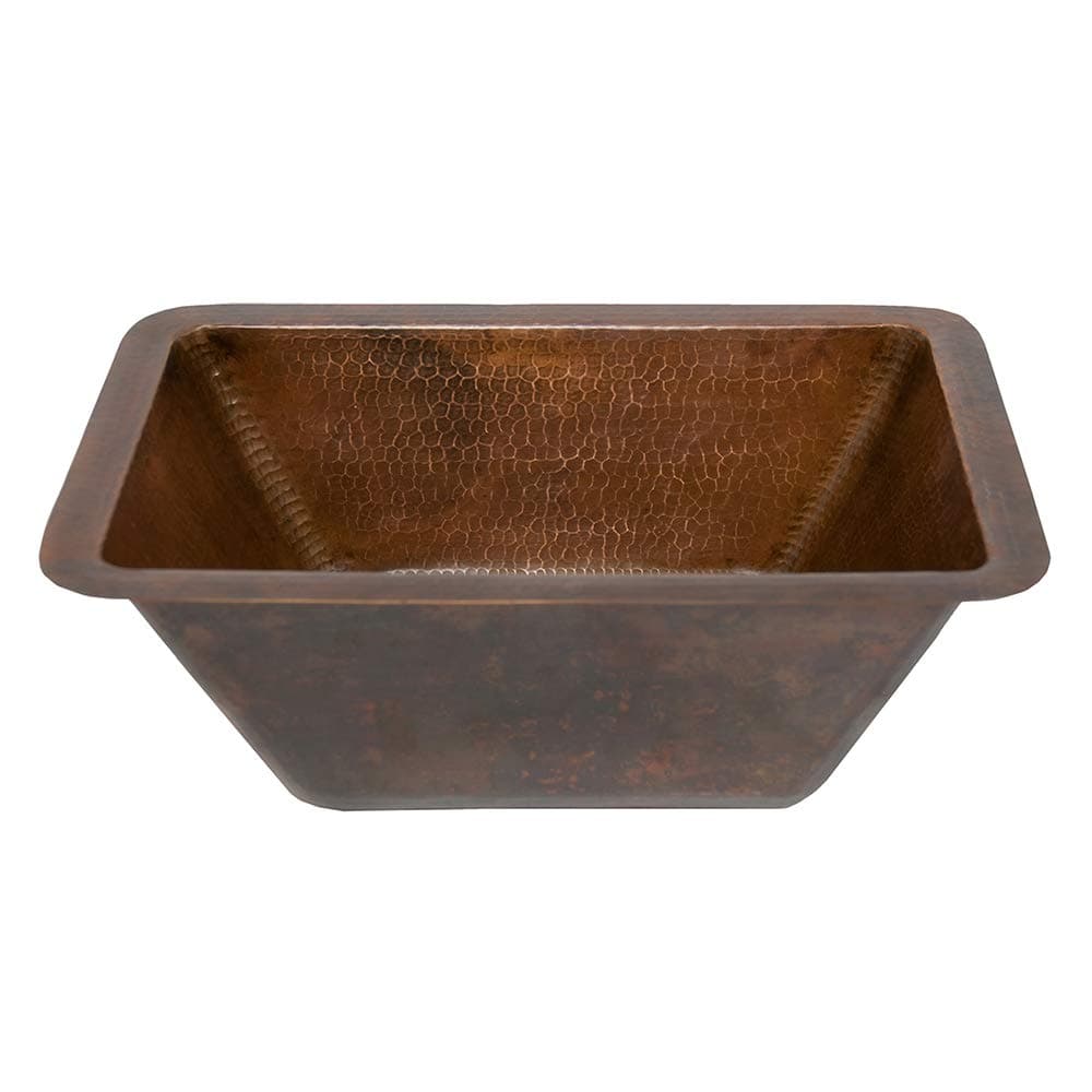 Premier Copper Products LRECDB 17-Inch Rectangle Hammered Copper Bathroom Sink, Oil Rubbed Bronze