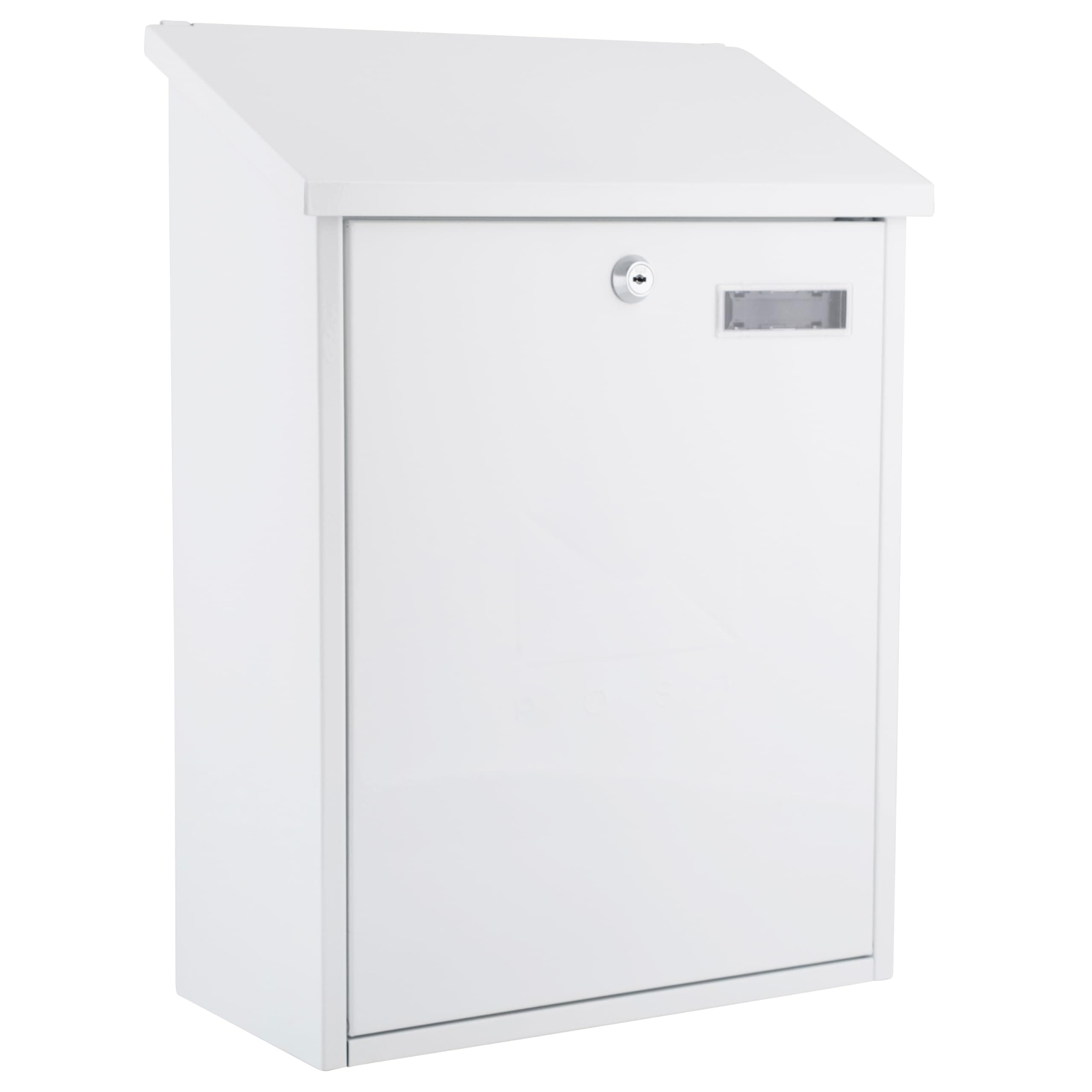 Burg-Wachter MB04 White Grand Wall Mounted Galvanised Steel Lockable Weatherproof Post Box - 33x45x15cm