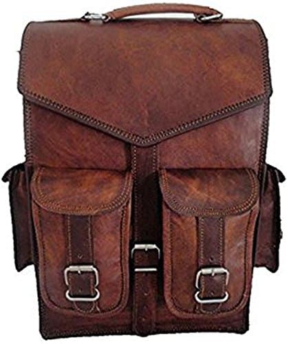 Vintage Laptop Leather Backpack Bag Brown Unisex bag By Silkroute Craft(16"x 5"x12")