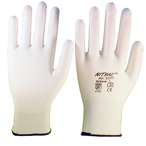 Nitras 6200 Nylon Gloves PU White, Size XL / 9