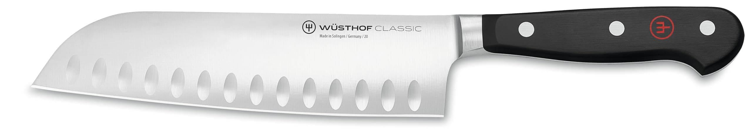 Wüsthof Classic 7 Inch Hollow Edge Santoku Knife,Black, 18 cm