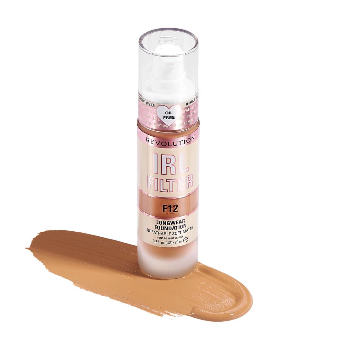 Revolution Beauty London Makeup IRL Filter, Longwear, Foundation, F12, 23ml