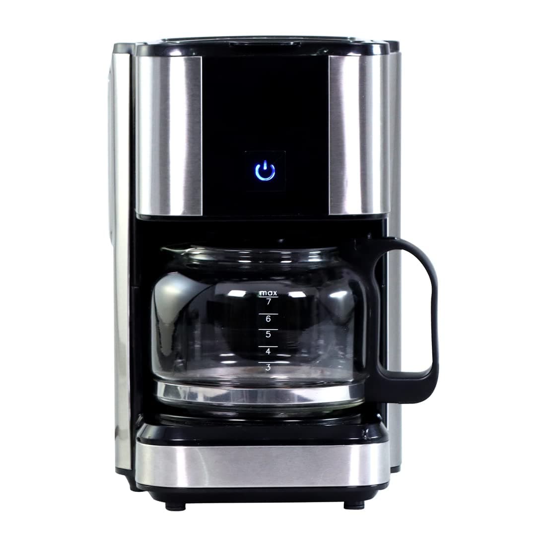 Wonderchef Regalia Brew Coffee Maker 550 W|Stainless Steel Body|700ml Borosilicate Glass Carafe|3-in-1 Filter Coffee, Espresso, Cappuccino|7 Cups Coffee|Black & Silver|2 Year Warranty