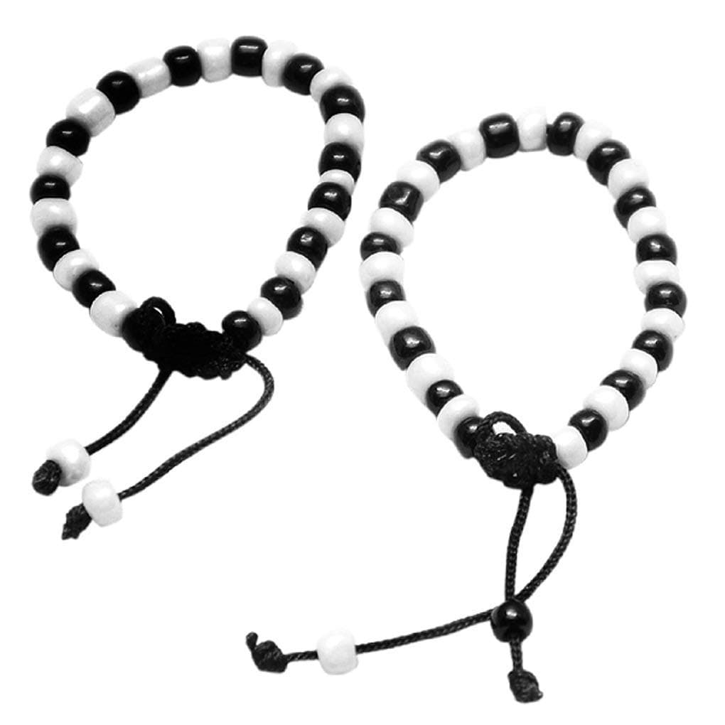 Girls Black And White Beads Thread Based Nazar Baby Bracelet Nazariya-Pack Of 2 Pairs Inside