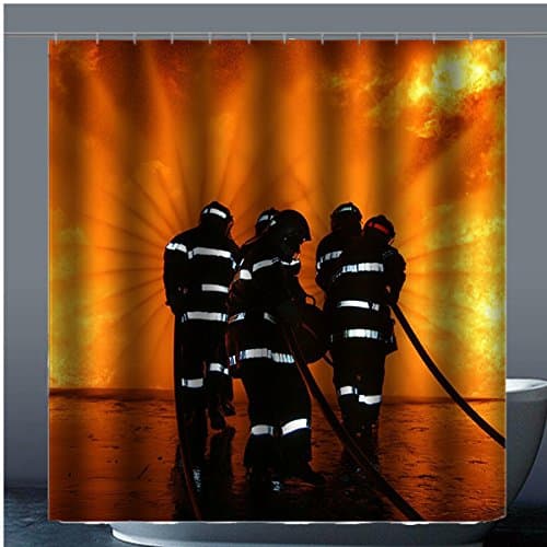 Traditionally FIRE FIGHTERS 100% Polyester Fabric Shower Curtain Shower Curtain, Polyester, d, 66x72(inches)