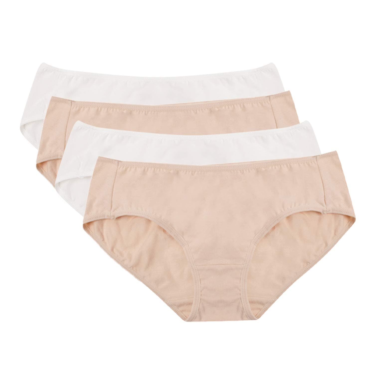 Hesta Women's Organic Cotton Basic Panties Underwear 4 Pack (Large, 2white/2natural)