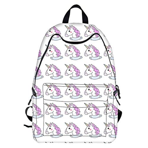 YAOSEN Cartoon Unicorn Backpack Big Capacity Daypack Casual School Bag (White)