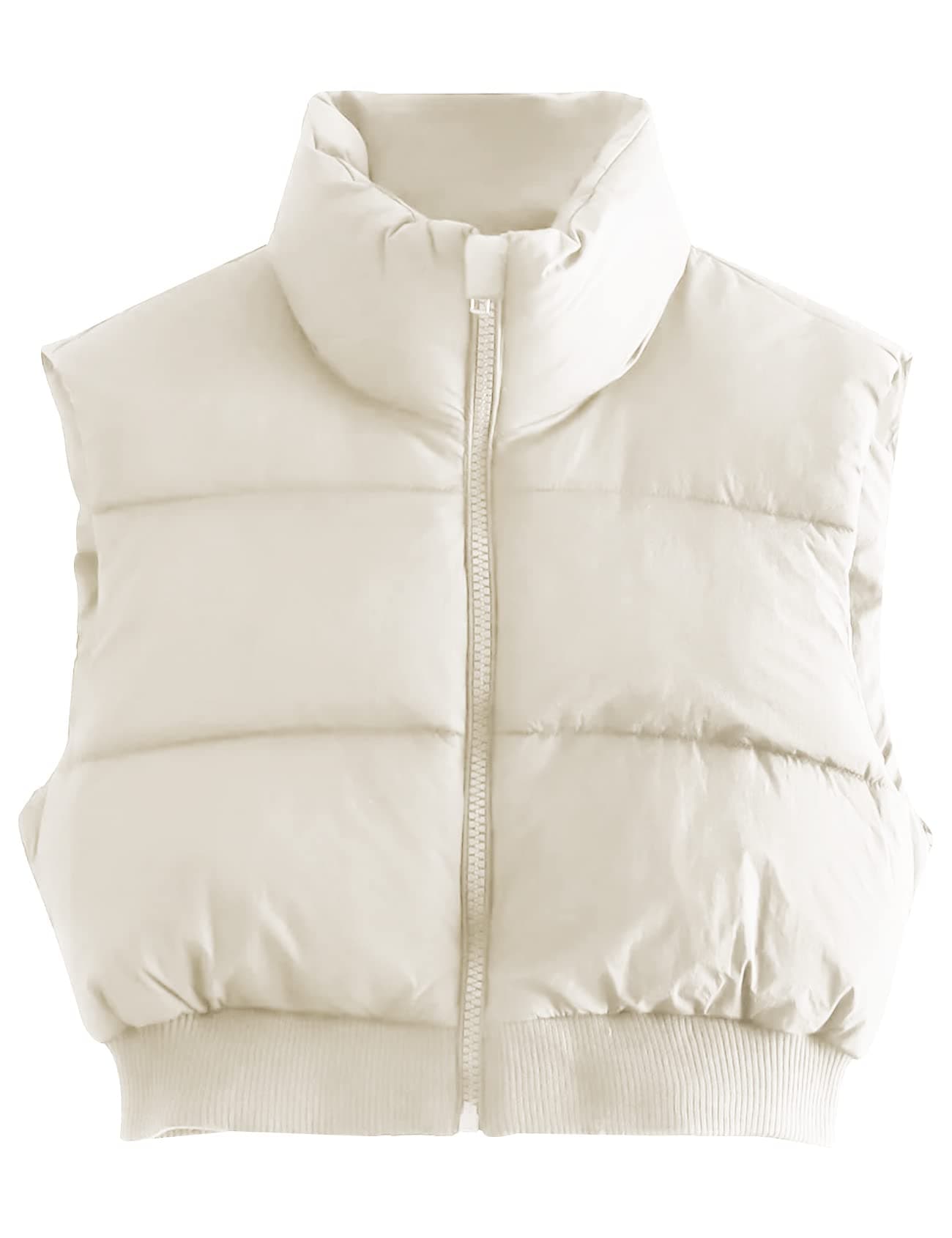GihuoWomen's Cropped Puffer Vest Sleeveless Puffer Jacket Padded Gilet Outerwear Winter Full Zip Lightweight Coat