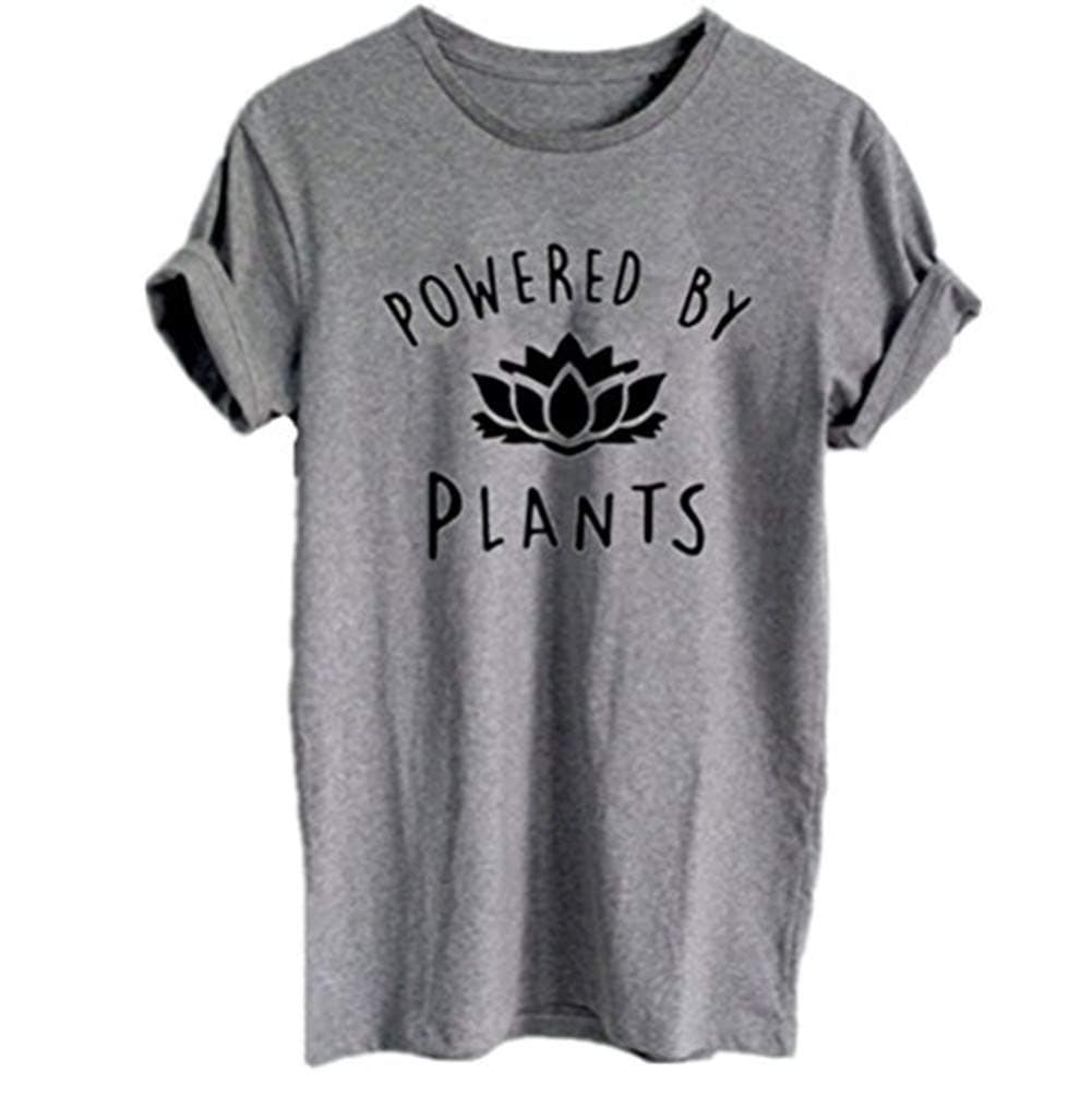 Vegan Animal Lover Women's T-Shirts Powered by Plants Graphic Tees
