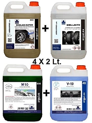 Detailing Kit, 2 LitresSuper Reblan + M10 + Polisher + V10Professional Acid-free Tyre Cleaner + Ultra Concentrated Neutral Shampoo + Brightener Tyres and Plastics Refresher + Professional Dashboard Cleaner