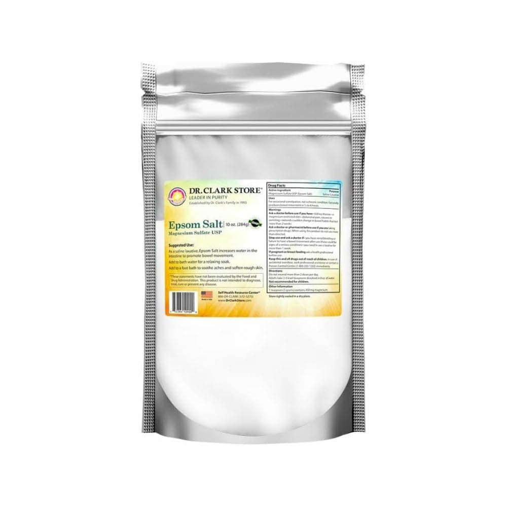 Dr. Clark Store Epsom Salt – 10oz, USP Food Grade, Magnesium Sulfate for Natural Detoxification, Muscle Relaxation, Skin Care, Relieves Occasional Constipation & Supports Liver Flush