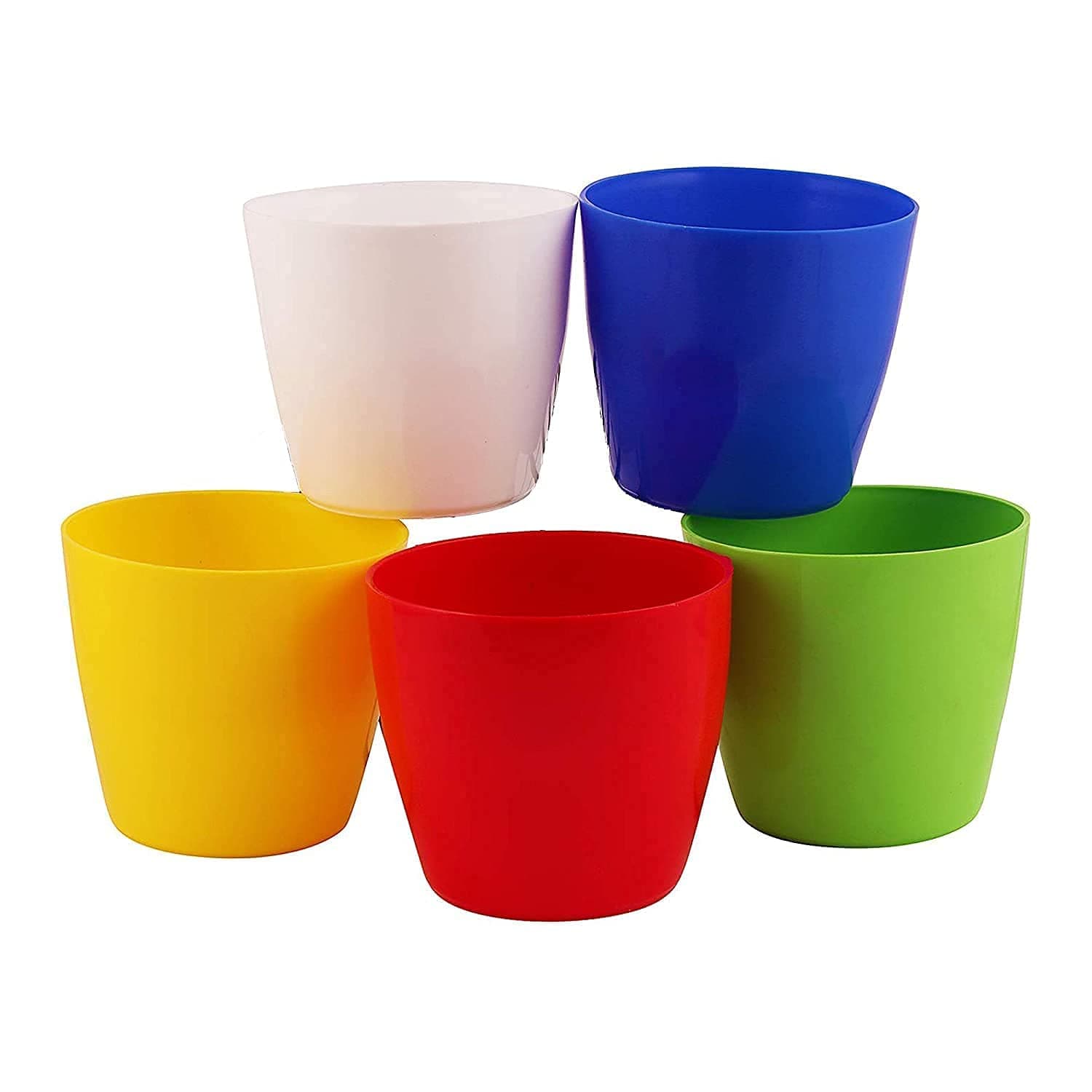 Pack of 6 Colored 4 inch Plastic Pots / Virgin Plastic / Heavy Plastic / Multicolour / Garden Needs for Live Plants