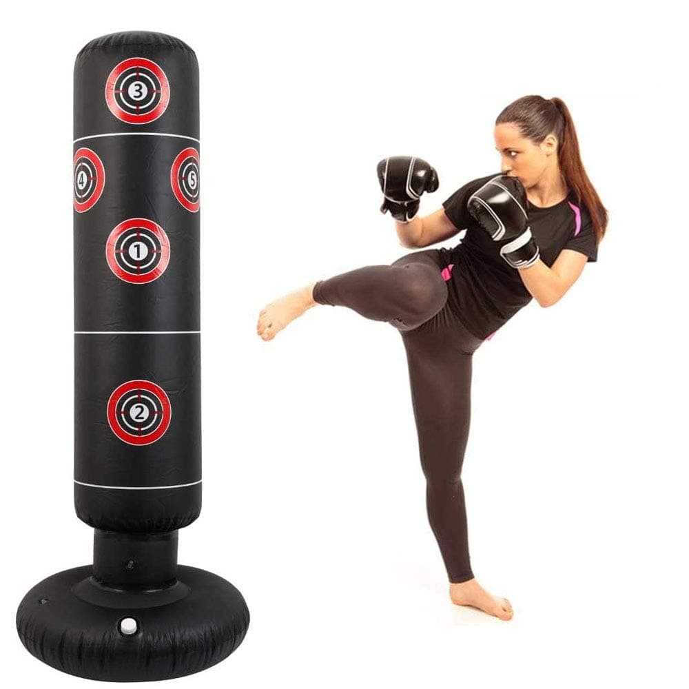 Inflatable Boxing Bag Training Fitness, Fitness Punch Bags Freestanding Heavy Boxing Bags Decompression Sandbag Kick Strike Training for Adults and Kids