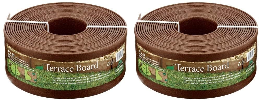 Master MarkPlastics 95340 Terrace Board Landscape Edging Coil, 5-inch x 40-Foot, Brown (2 Pack, Plastics)