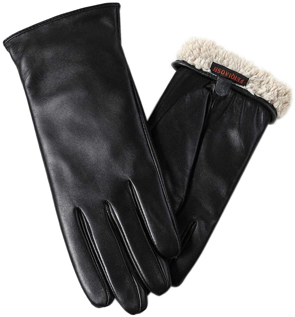 Winter Leather Gloves for Women, Premium Sheepskin Warm Gloves for Cold Weather, Fleece Lining Touch Screen Glove