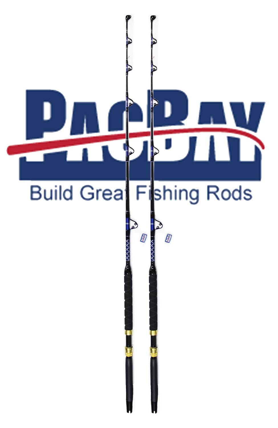 Xcaliber MarinePair (2) Tournament Series 30-80lb Saltwater Trolling Rod w/Pac Bay Guides (Blue & Silver)