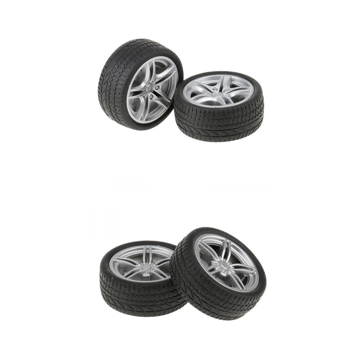 4 Pieces 40/48mm Rubber Tires Plastic Car Spare Part with Wheel Rim Model Making, Multi