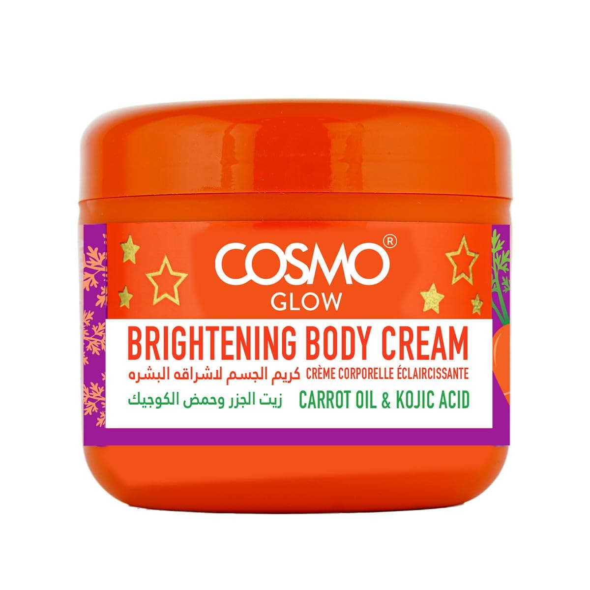 Cosmo Glow Brightening Body Cream 300g | Combines the Goodness of Carrot Oil, Kojic Acid & Vitamin E | Nourish & Revitalize | For Men and Women | Red