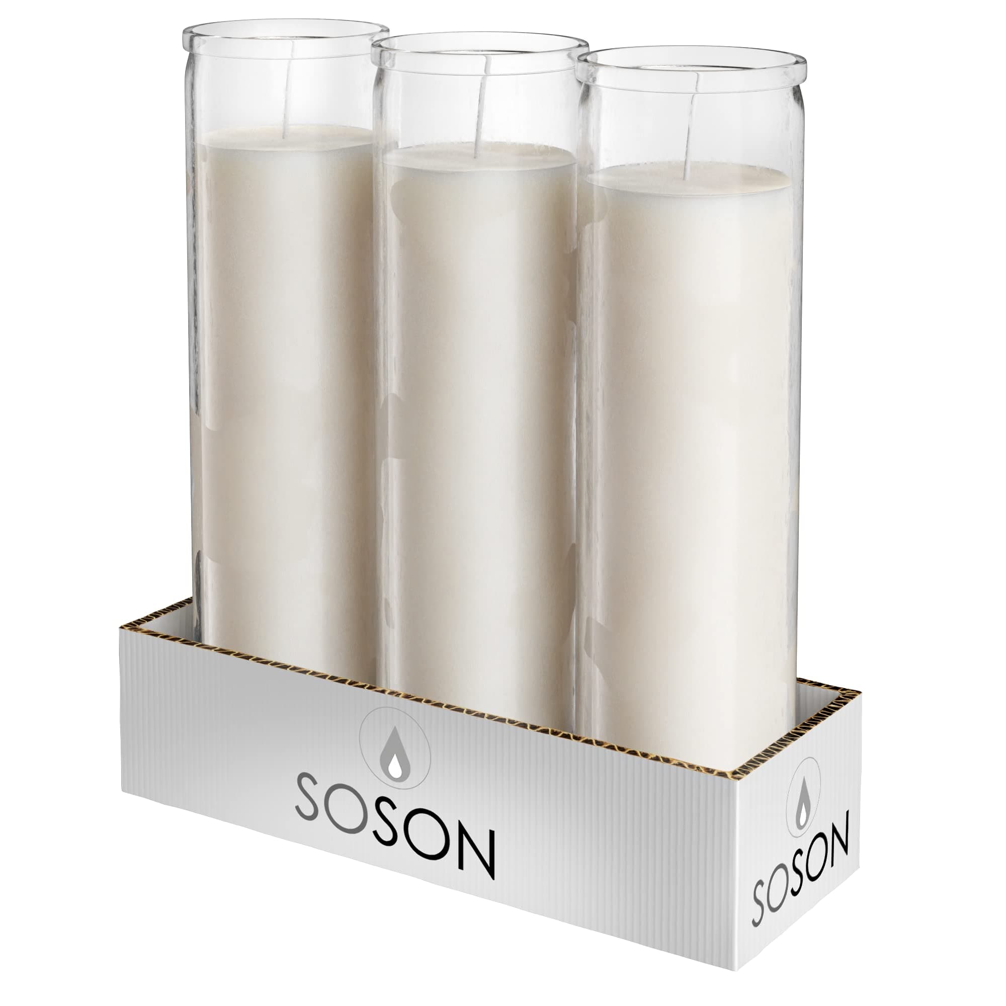 Simply Soson 2x8 White Candles | Prayer Candles | Church Candles | Meditation Candles | Religious Candles | 7 Day Candle | Spiritual Candle | Chakra Candles | Emergency Candles | 3 Pack of Candles