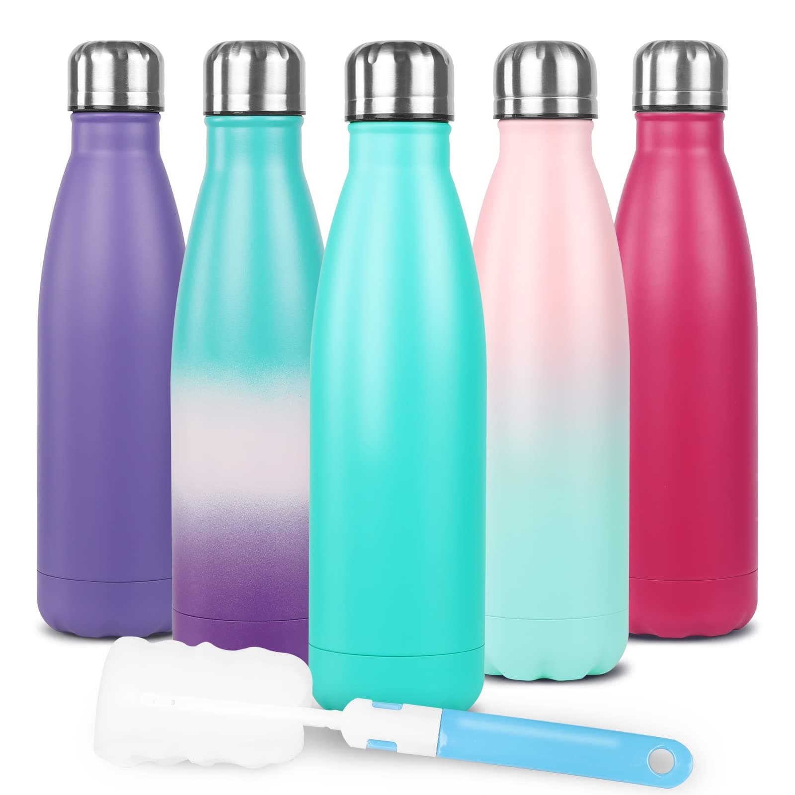 Sfee Insulated Water Bottle, 17 oz Stainless Steel Water Bottles, Double Wall Vacuum Reusable Water Bottles Leak Proof BPA-FREE Sports Bottle Cup Keep Hot&Cold for Running Gym Workout Cycling Kids