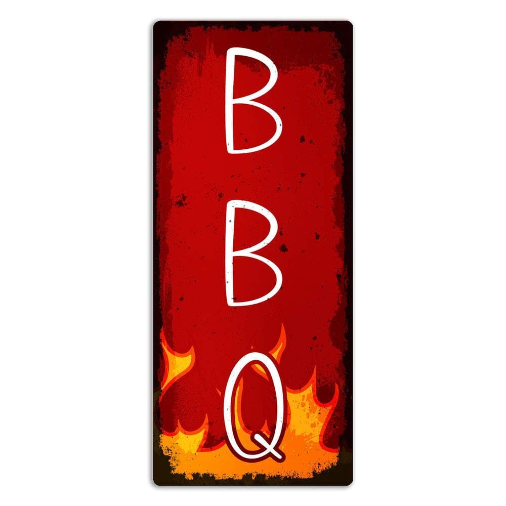 Joycenie New Metal Aluminum Sign BBQ Art Barbecue Garden Party Beer Man Cave Decor Novelty Art Sign for Indoor Outdoor Wall Decoration Tin Sign 6x12 Inch