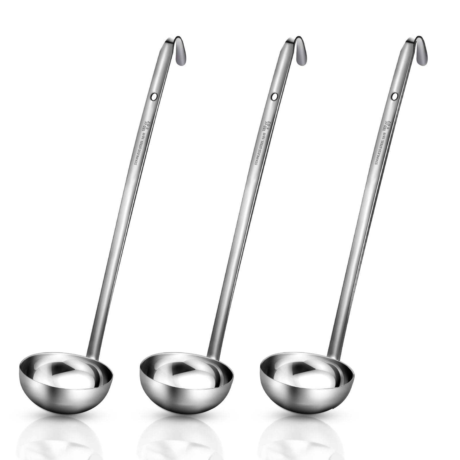 Stainless Steel Ladle Soup Handle Ladle with Pouring Rim for Kitchen Cooking Soup Sauce