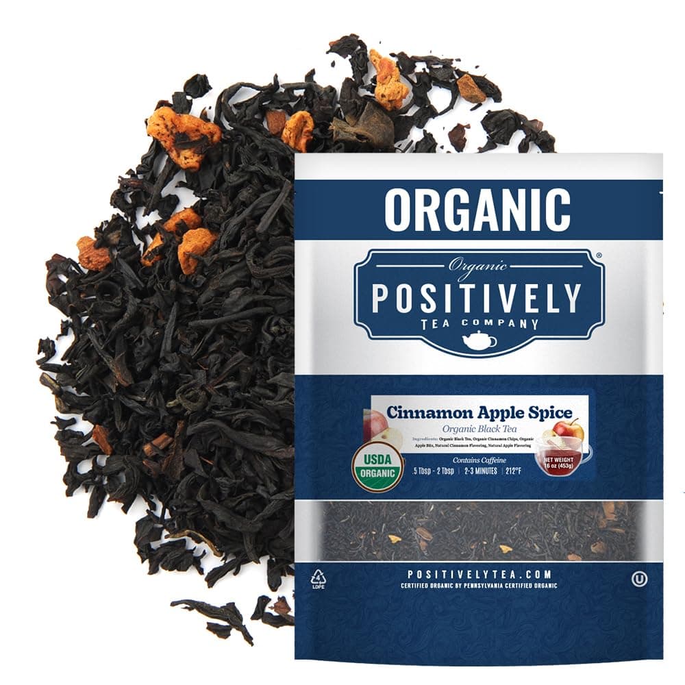 Organic Positively Tea Company, Cinnamon Apple Spice Black Tea, Loose Leaf, 16 Ounce